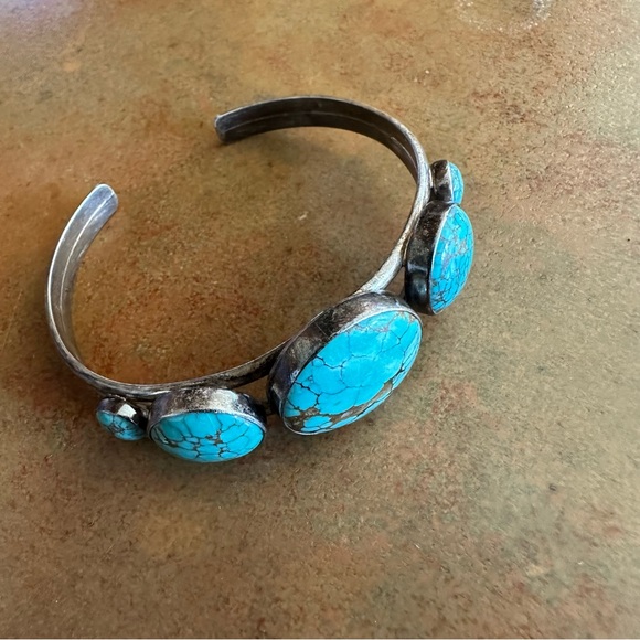 Vintage Jay King DTR Turquoise Stone Sterling Silver Desert Rose Cuff Bracelet - Picture 7 of 16